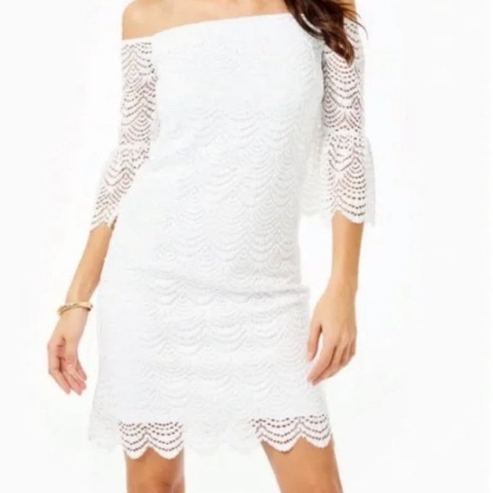 Lilly Pulitzer Lexa Off Shoulders Resort Lace Dress White Size Large